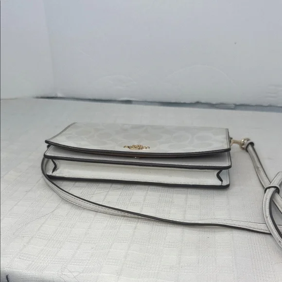 Coach Anna Foldover Clutch Crossbody Bag in Signature Canvas.
